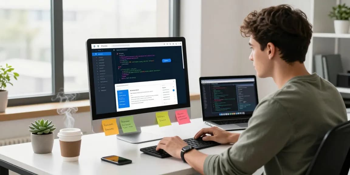 Using the Telegram web version in a modern workspace with tech tools and vibrant decor.