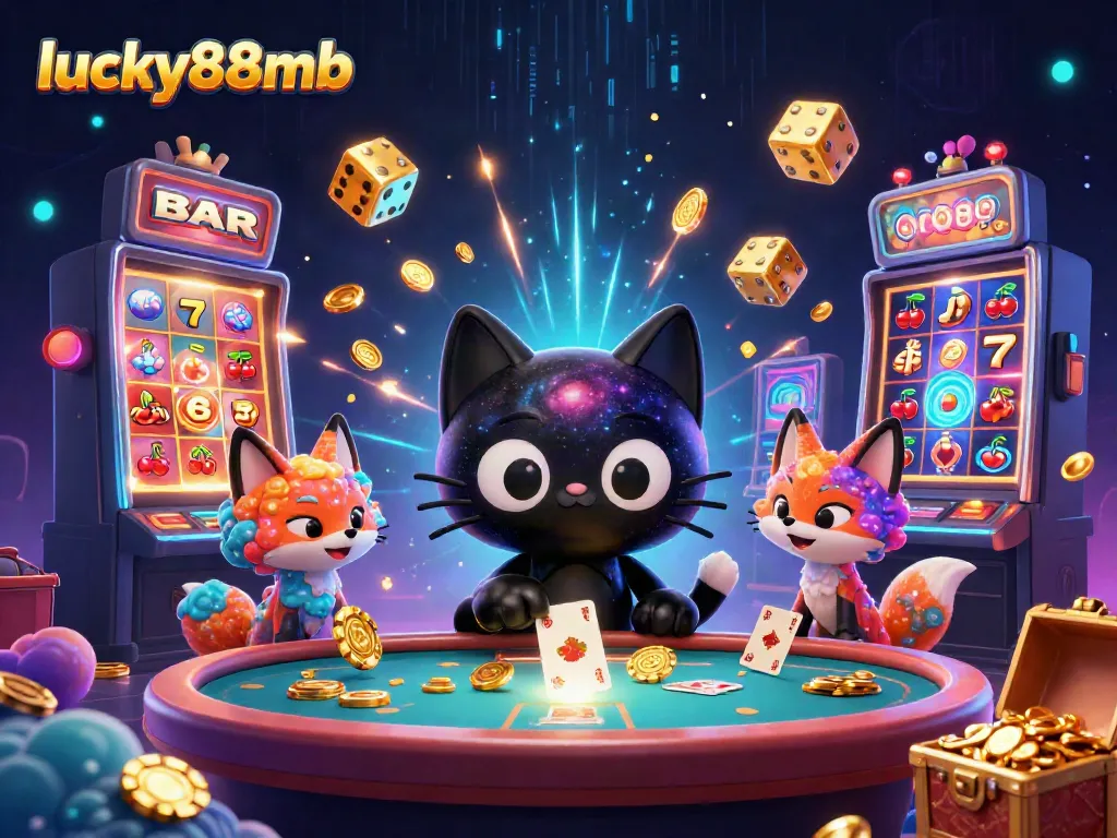 Win exciting jackpots and engage with lucky88mb in this vibrant cosmic casino scene.