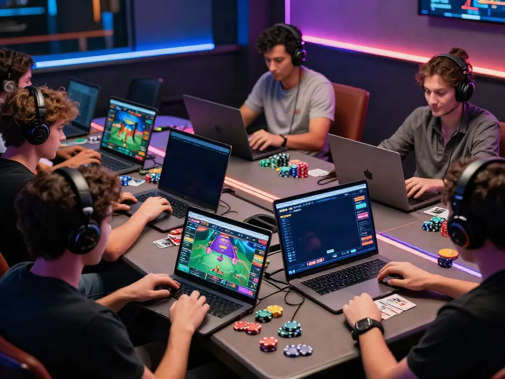 Exciting online gaming atmosphere at NBET with diverse players engaging in sports betting and card games.