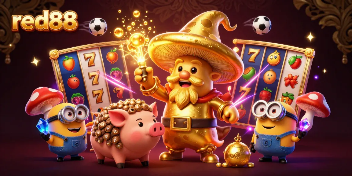 Experience epic wins with red88 online casino featuring golden wizard and truffle pig in dynamic action.