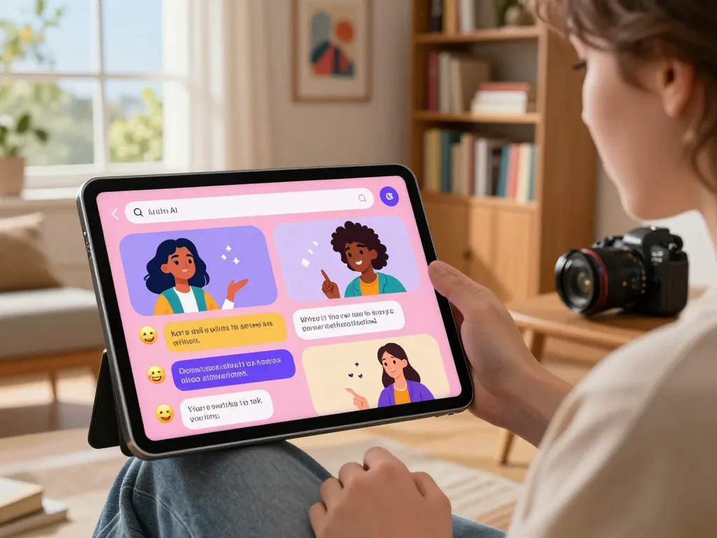 Engaging Crush on AI digital interaction scene with custom characters
