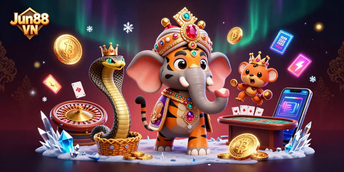 Join Jun88 VN in a thrilling live casino experience featuring a maharaja tiger and stunning elements.