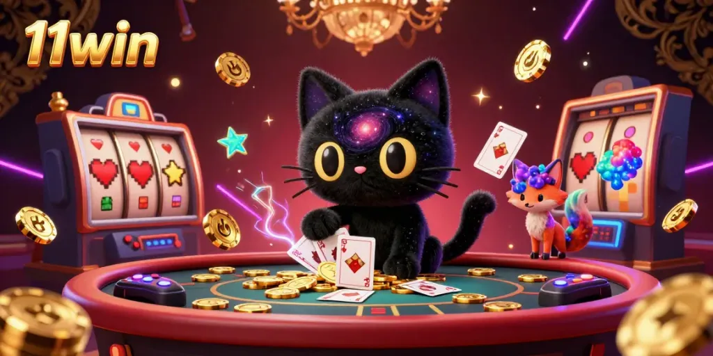 Join the cosmic excitement of the 11win casino with vibrant characters and gaming elements.