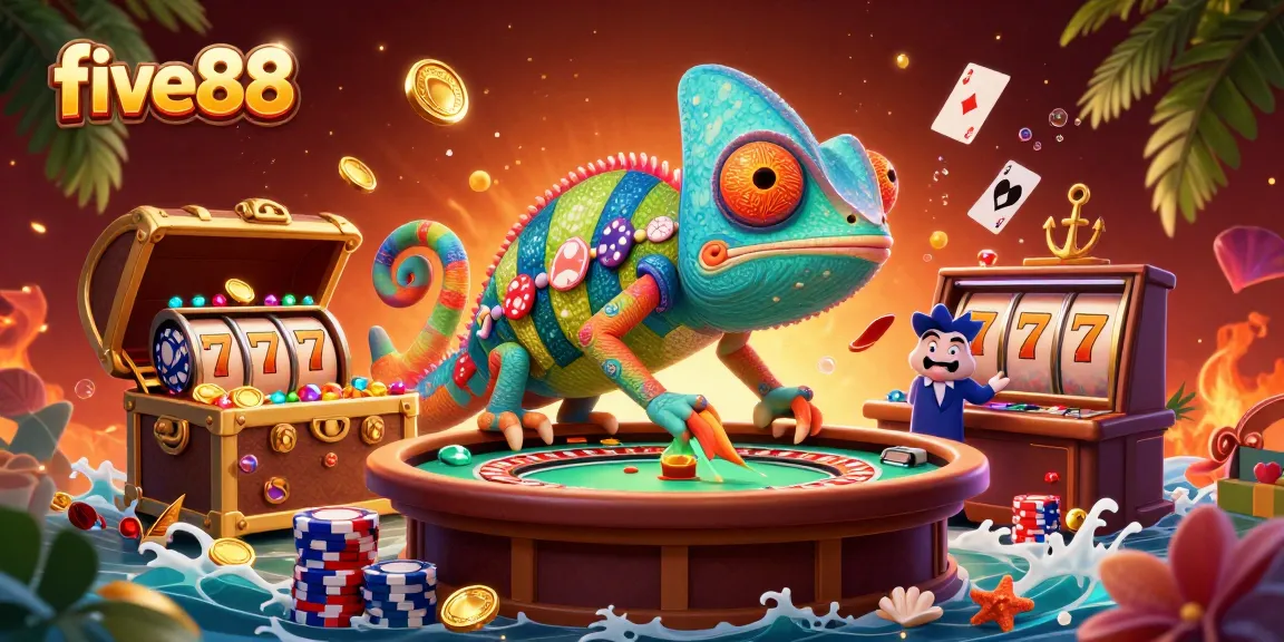 Experience thrilling gameplay at five88 with vibrant chameleon casino scenes and dynamic game elements.