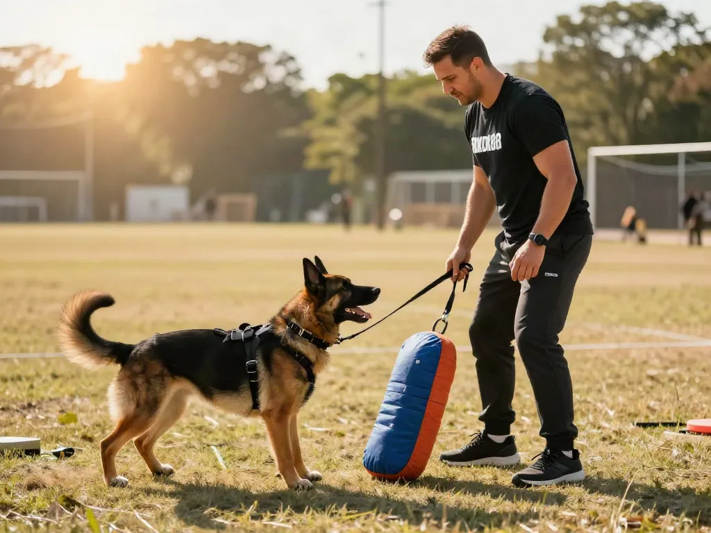 Trainer using ROKOK88 gear for effective dog training in an outdoor field.