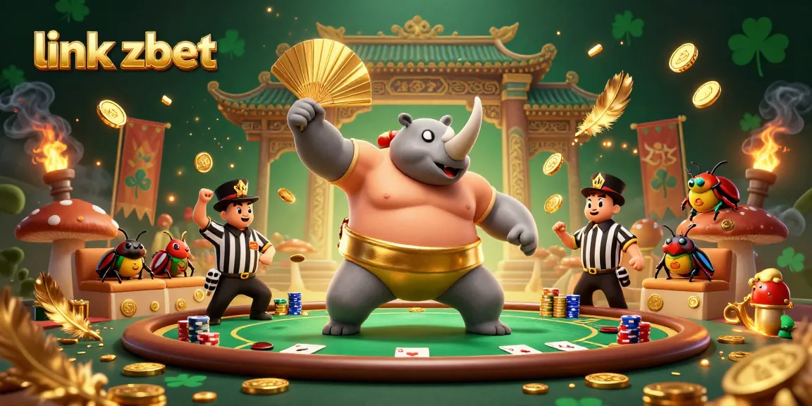 Experience thrilling poker action with link zbet as a cartoon beetle champion battles in a vibrant arena.