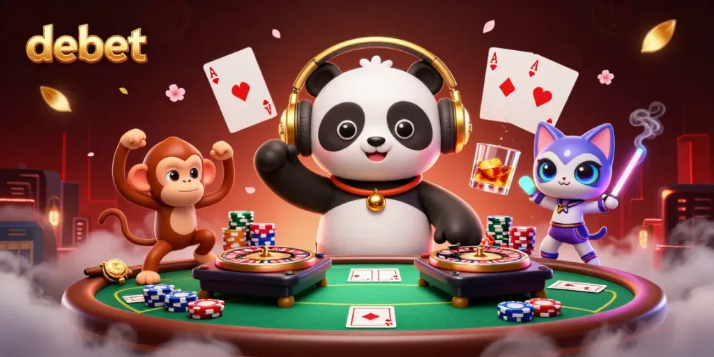 Engage with Debet's vibrant casino scene featuring dynamic characters and immersive gameplay elements.