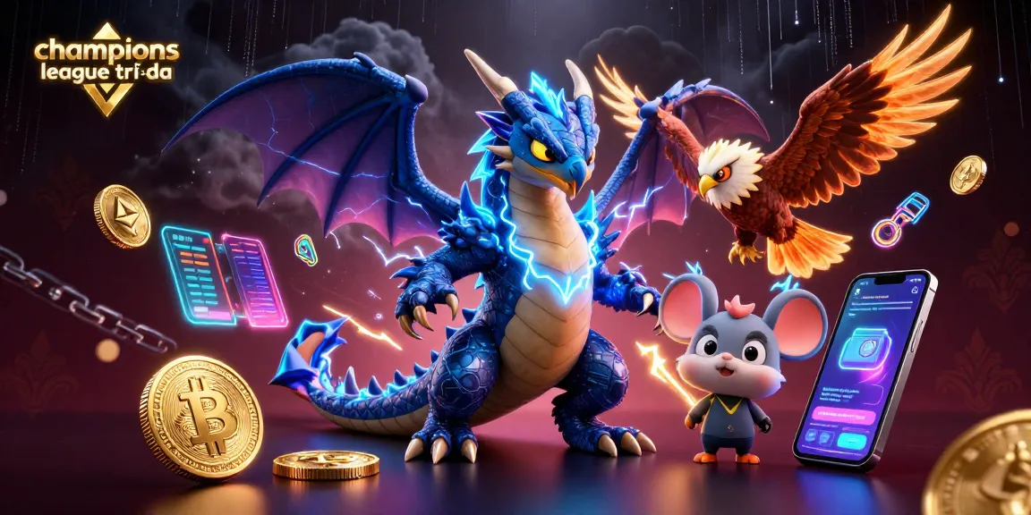 Stream champions league trực tiếp with a dynamic, engaging digital casino illustration featuring powerful characters and crypto elements.