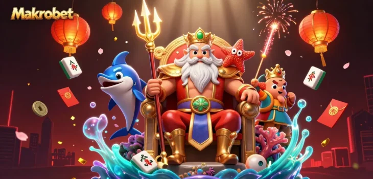 Engage in thrilling gameplay with Makrobet's underwater kingdom featuring Neptune and adventure elements